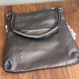 Silver Gray Large Shoulder Bag Purse